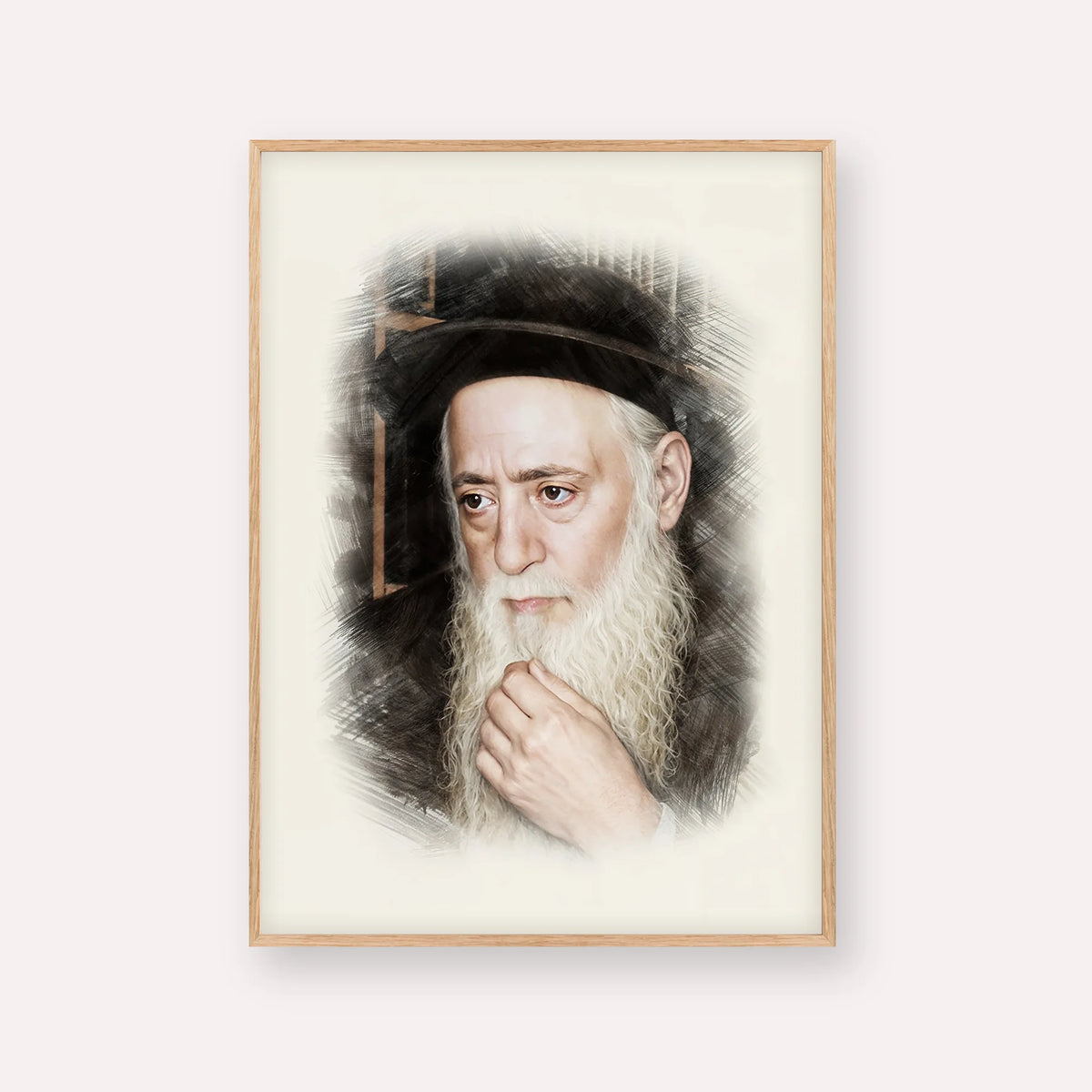 Rabbi Moshe Aharon Pinto – Wood Frame Vertical | Jewish Wall Art, Gedolim Pictures