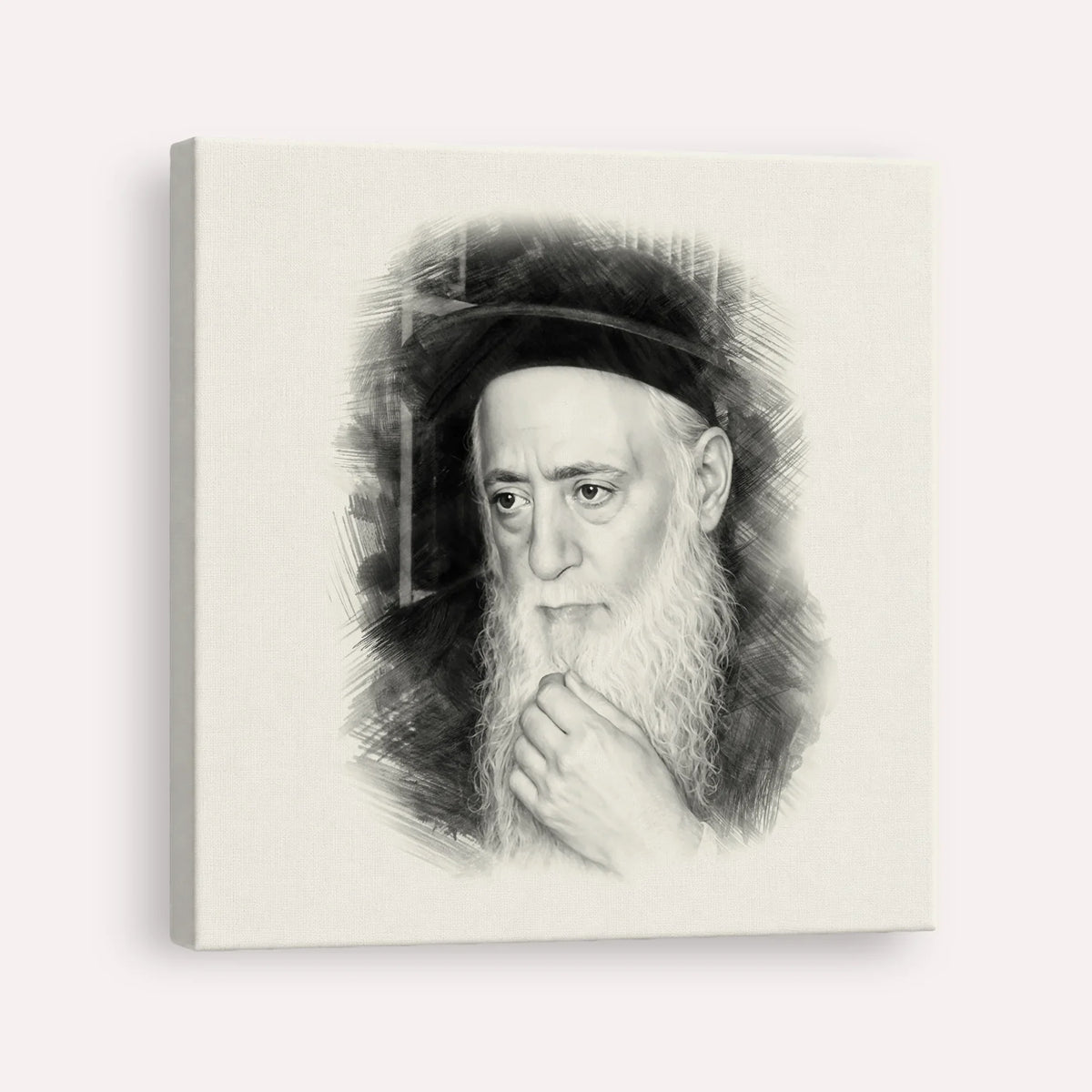 Rabbi Moshe Aharon Pinto – Black & White – Canvas Square | Jewish Wall Art, Gedolim Pictures