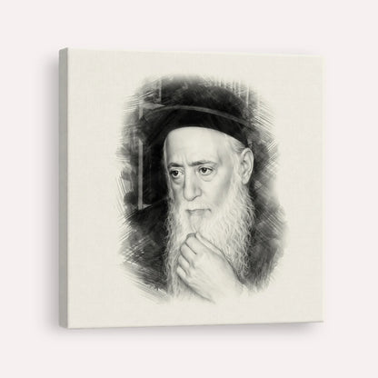 Rabbi Moshe Aharon Pinto – Black & White – Canvas Square | Jewish Wall Art, Gedolim Pictures