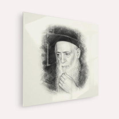 Rabbi Moshe Aharon Pinto – Black & White – Acrylic Glass Square | Jewish Wall Art, Gedolim Pictures