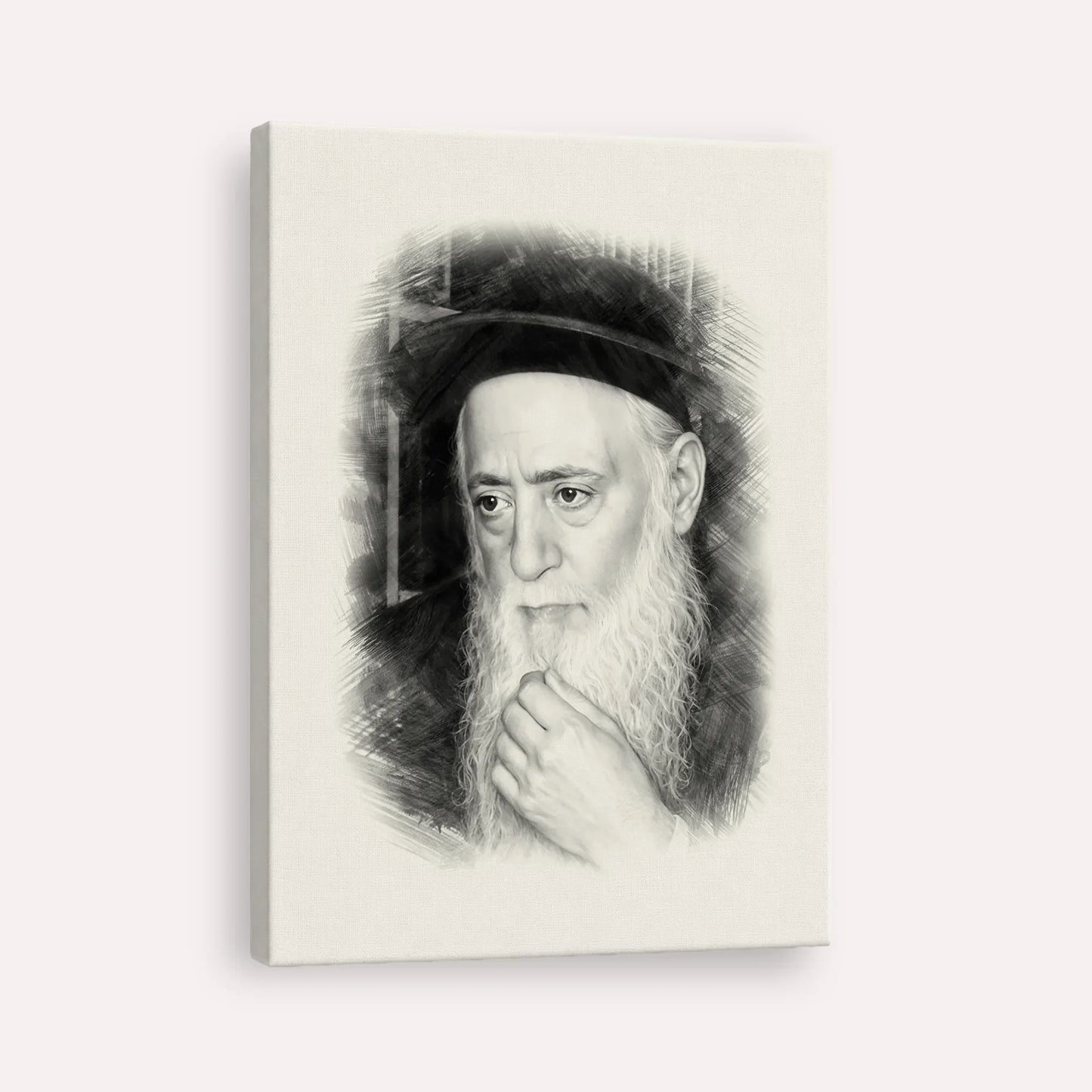Rabbi Moshe Aharon Pinto – Black & White – Canvas Vertical | Jewish Wall Art, Gedolim Pictures