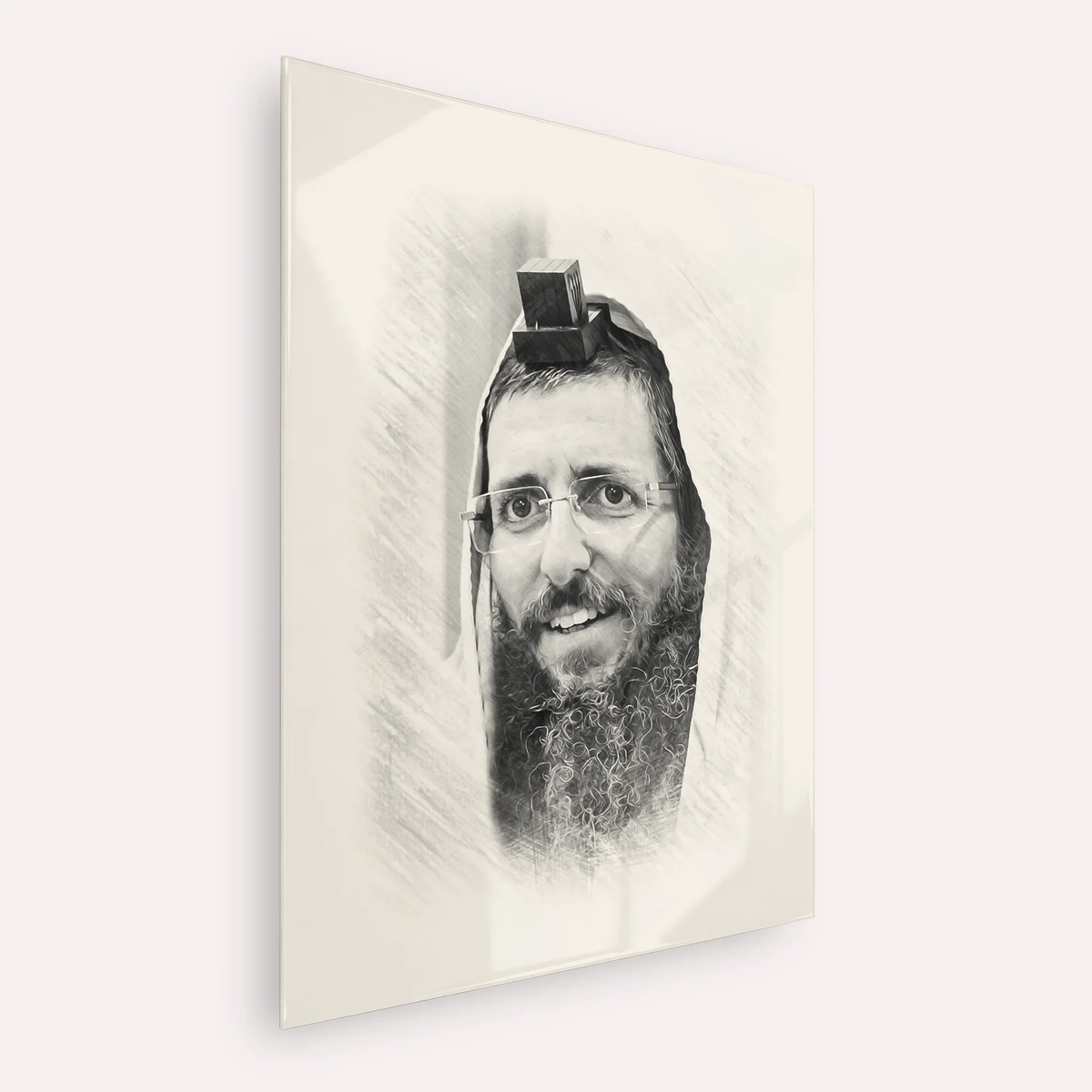 Rabbi Moshe Avital – Black & White – Acrylic Glass Vertical | Jewish Wall Art, Gedolim Pictures