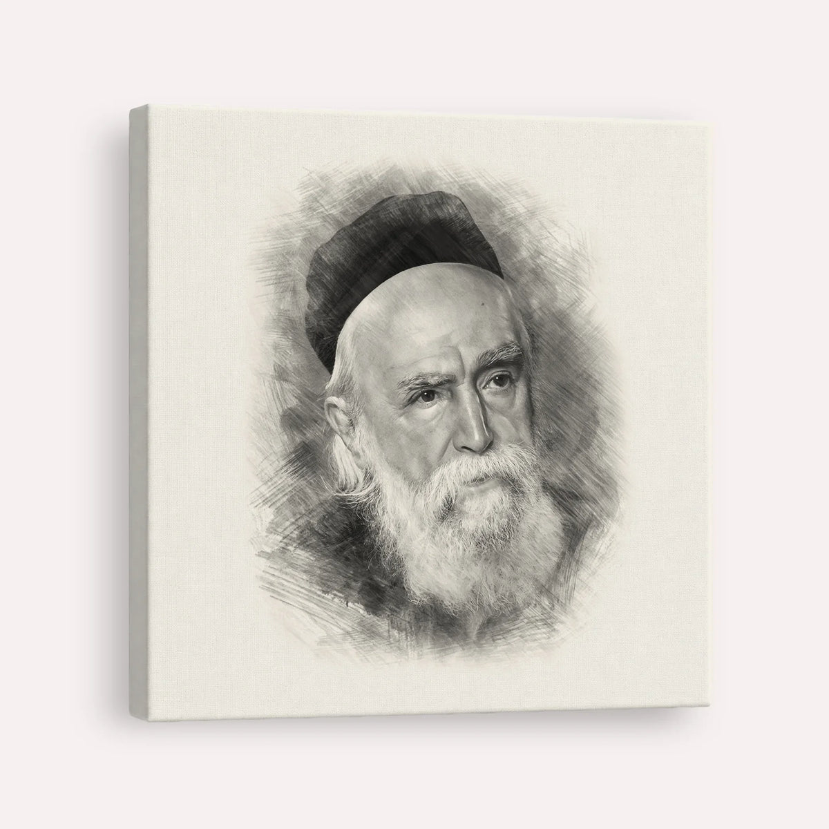Rabbi Moshe Feinstein – Black & White – Canvas Square | Jewish Wall Art, Gedolim Pictures