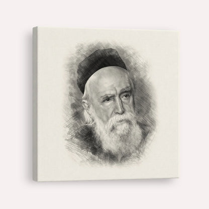 Rabbi Moshe Feinstein – Black & White – Canvas Square | Jewish Wall Art, Gedolim Pictures