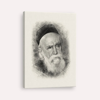 Rabbi Moshe Feinstein – Black & White – Canvas Vertical | Jewish Wall Art, Gedolim Pictures