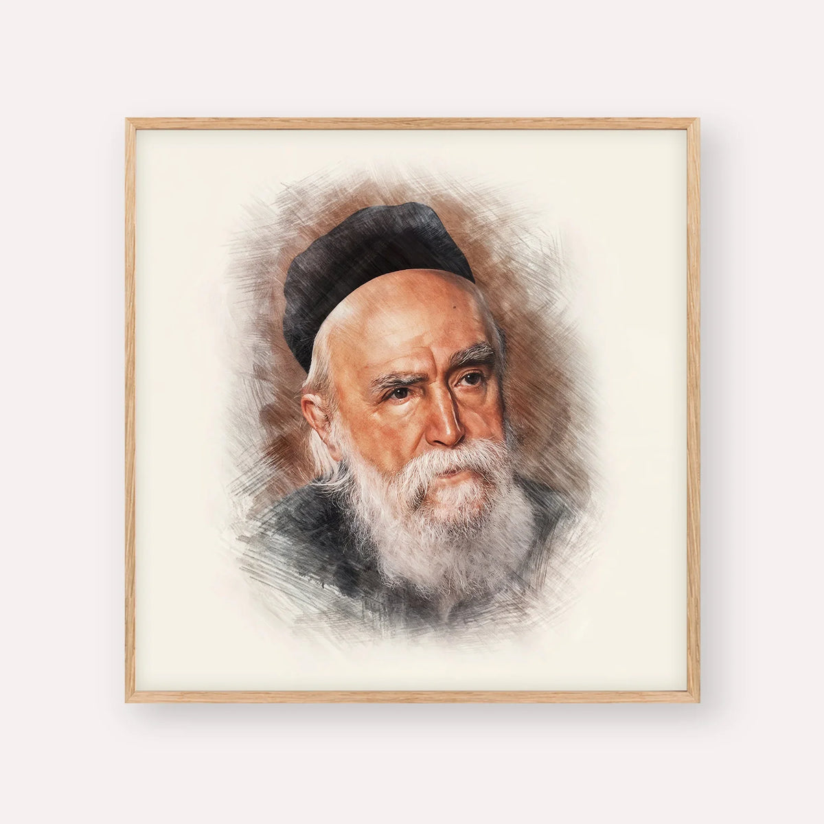 Rabbi Moshe Feinstein – Wood Frame Square | Jewish Wall Art, Gedolim Pictures