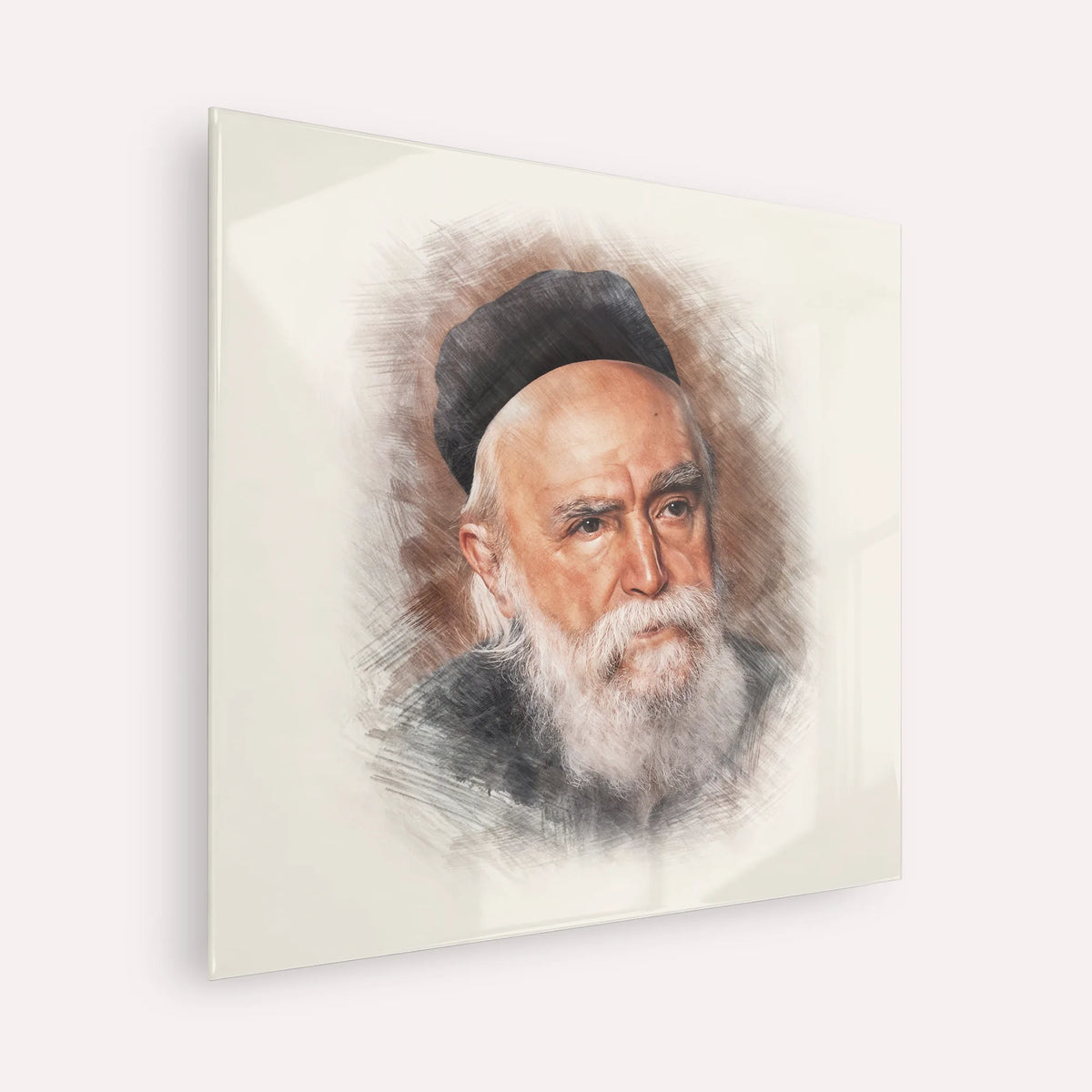 Rabbi Moshe Feinstein – Acrylic Glass Square | Jewish Wall Art, Gedolim Pictures