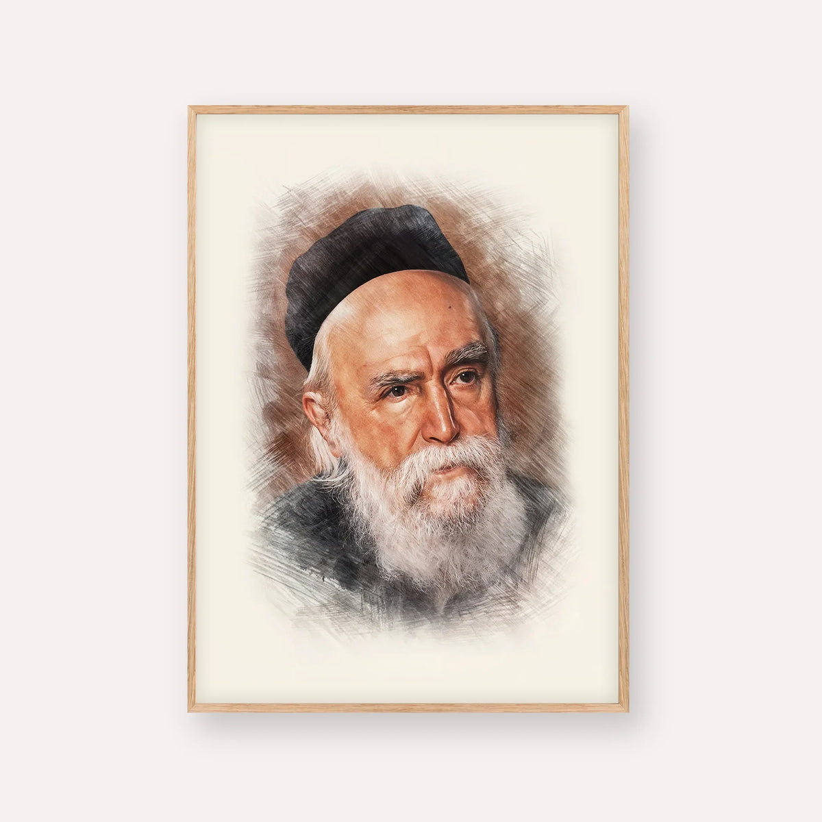 Rabbi Moshe Feinstein – Wood Frame Vertical | Jewish Wall Art, Gedolim Pictures