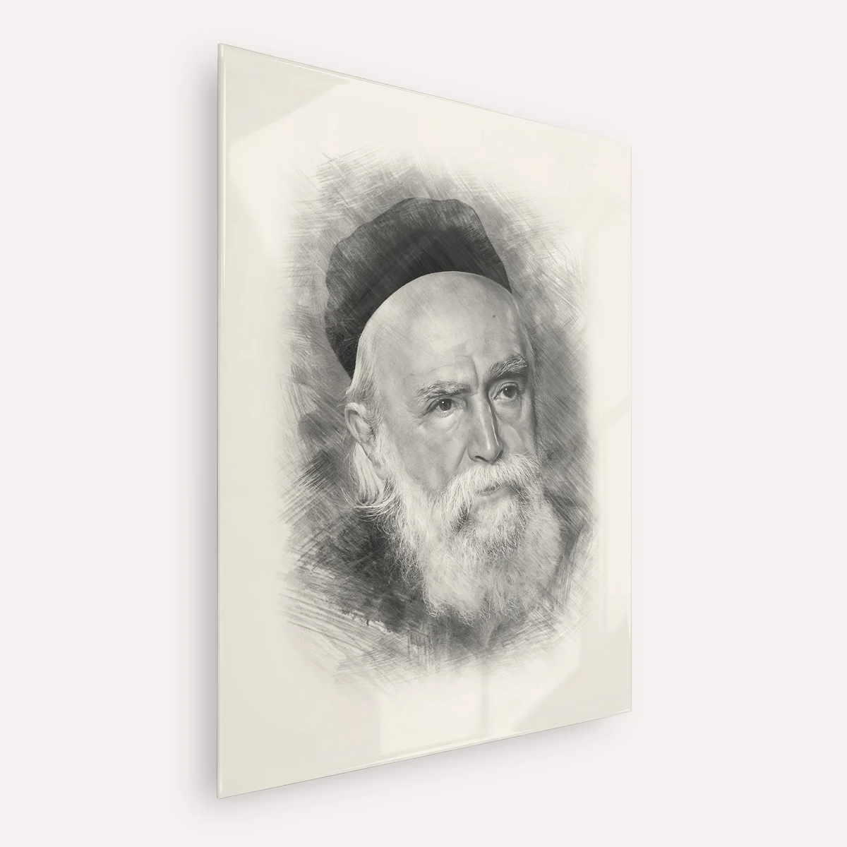 Rabbi Moshe Feinstein – Black & White – Acrylic Glass Vertical | Jewish Wall Art, Gedolim Pictures