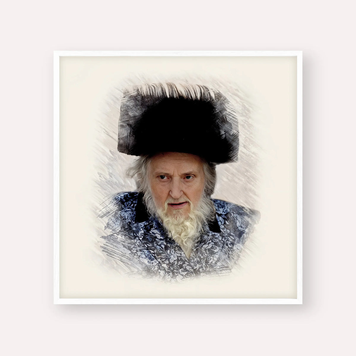 Rabbi Moshe Sternbuch – White Frame Square | Jewish Wall Art, Gedolim Pictures