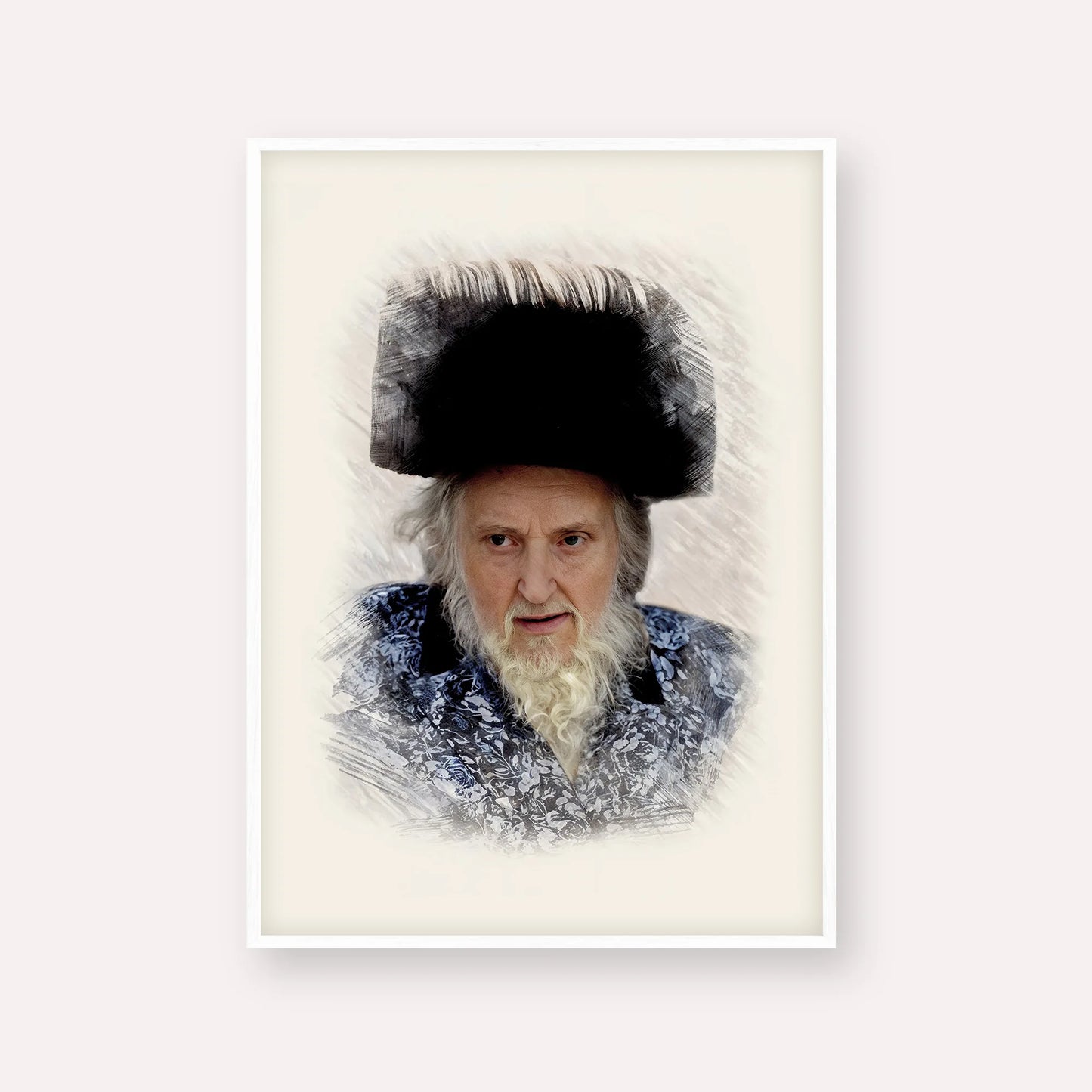 Rabbi Moshe Sternbuch – White Frame Vertical | Jewish Wall Art, Gedolim Pictures