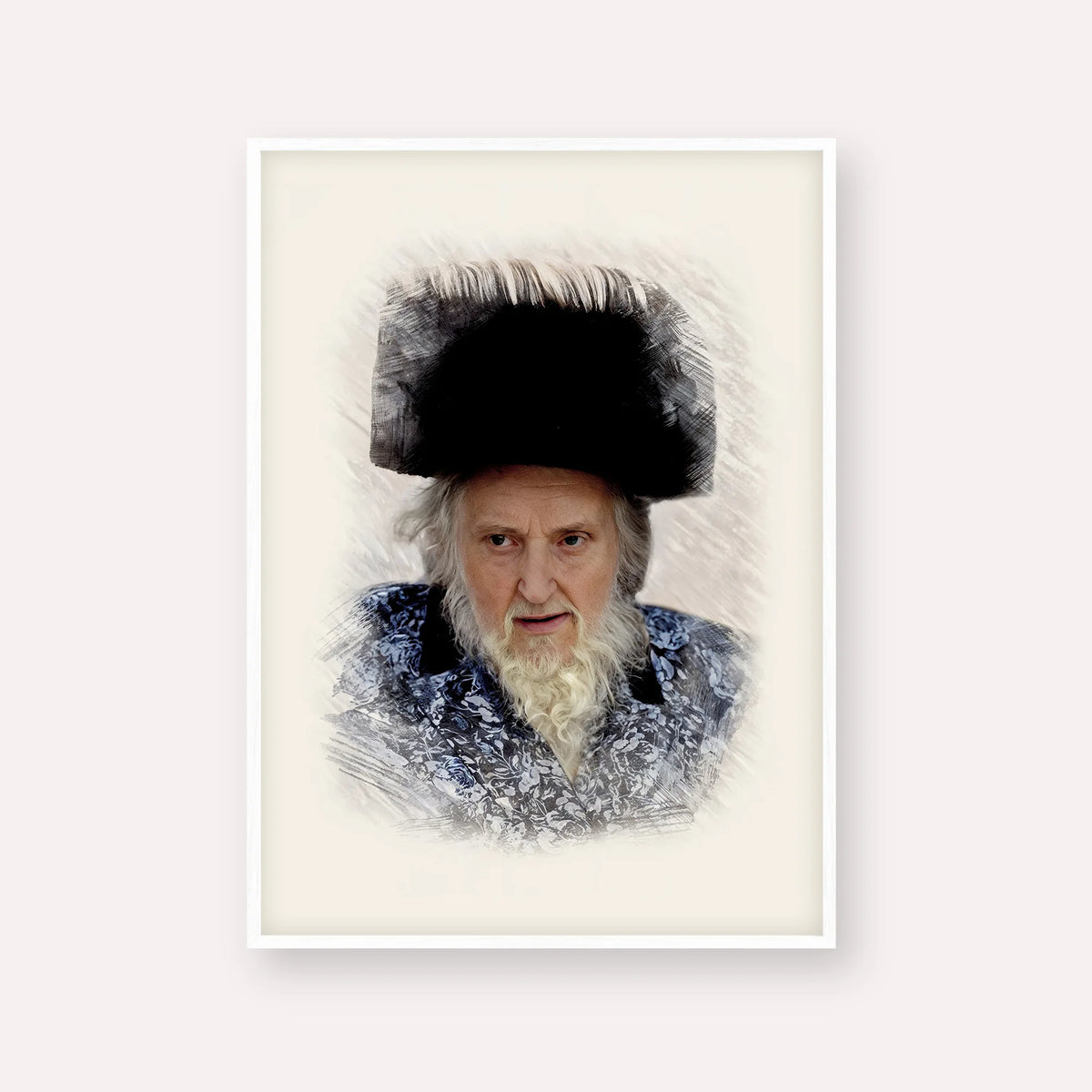 Rabbi Moshe Sternbuch – White Frame Vertical | Jewish Wall Art, Gedolim Pictures
