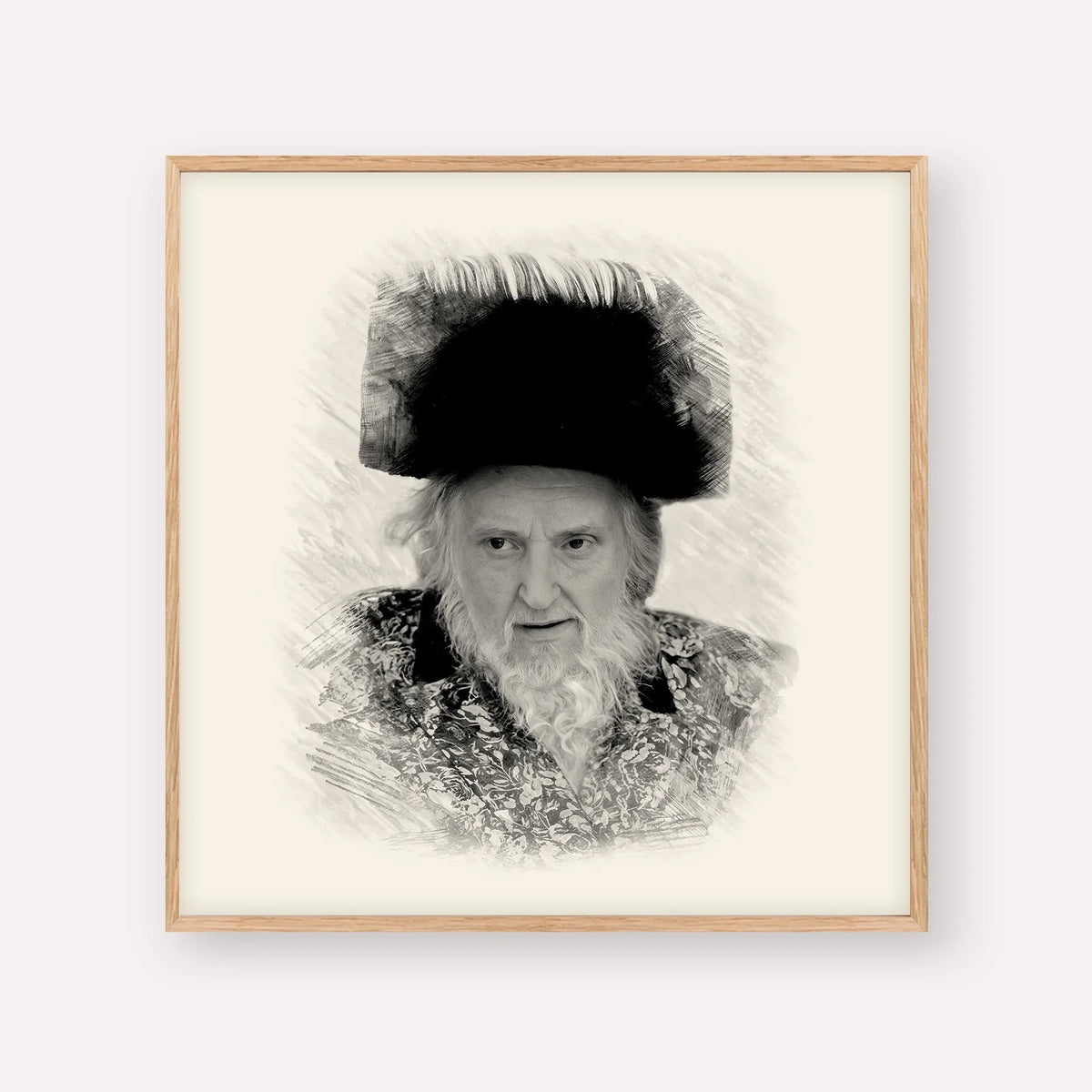 Rabbi Moshe Sternbuch – Black & White – Wood Frame Square | Jewish Wall Art, Gedolim Pictures