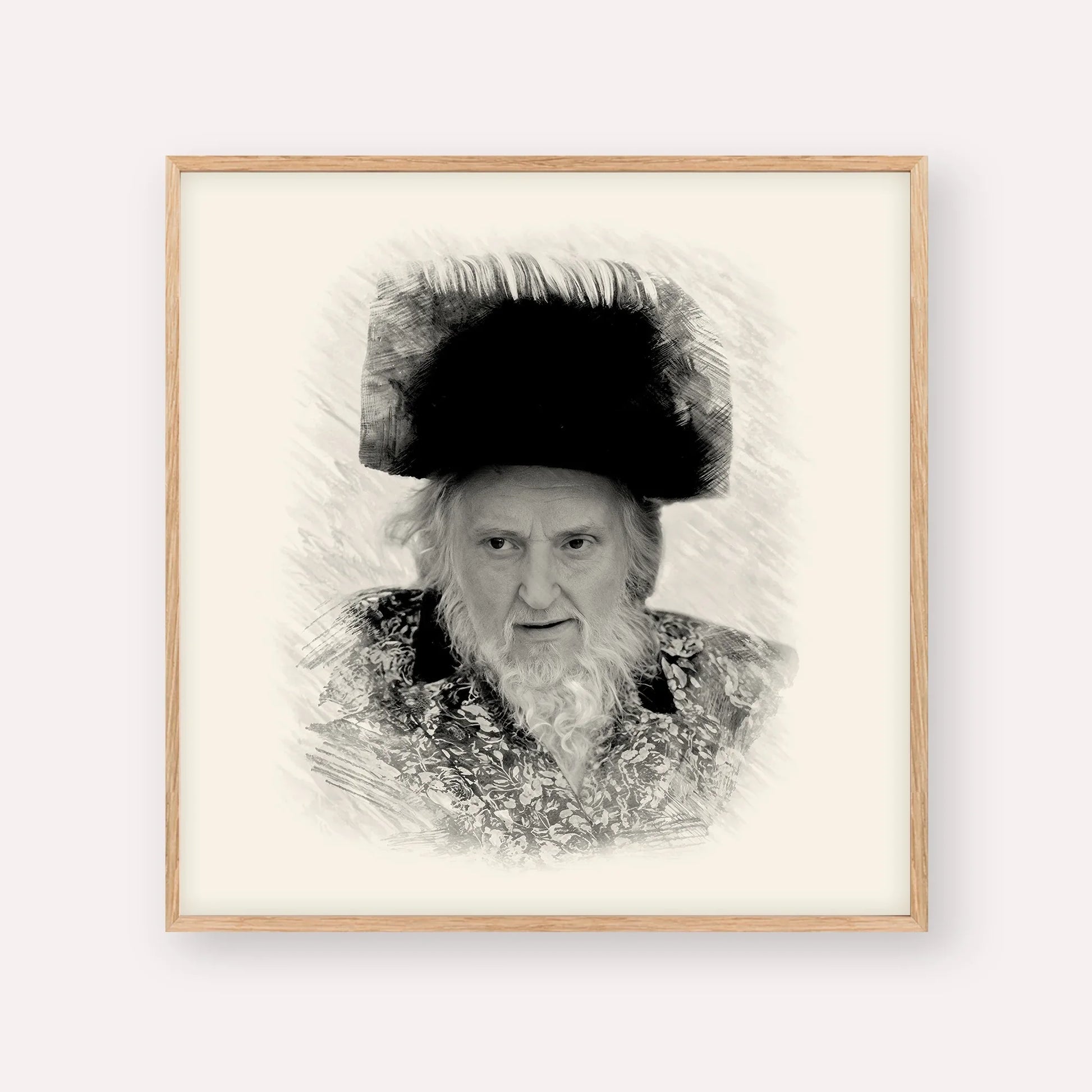 Rabbi Moshe Sternbuch – Black & White – Wood Frame Square | Jewish Wall Art, Gedolim Pictures