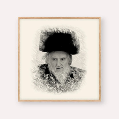 Rabbi Moshe Sternbuch – Black & White – Wood Frame Square | Jewish Wall Art, Gedolim Pictures