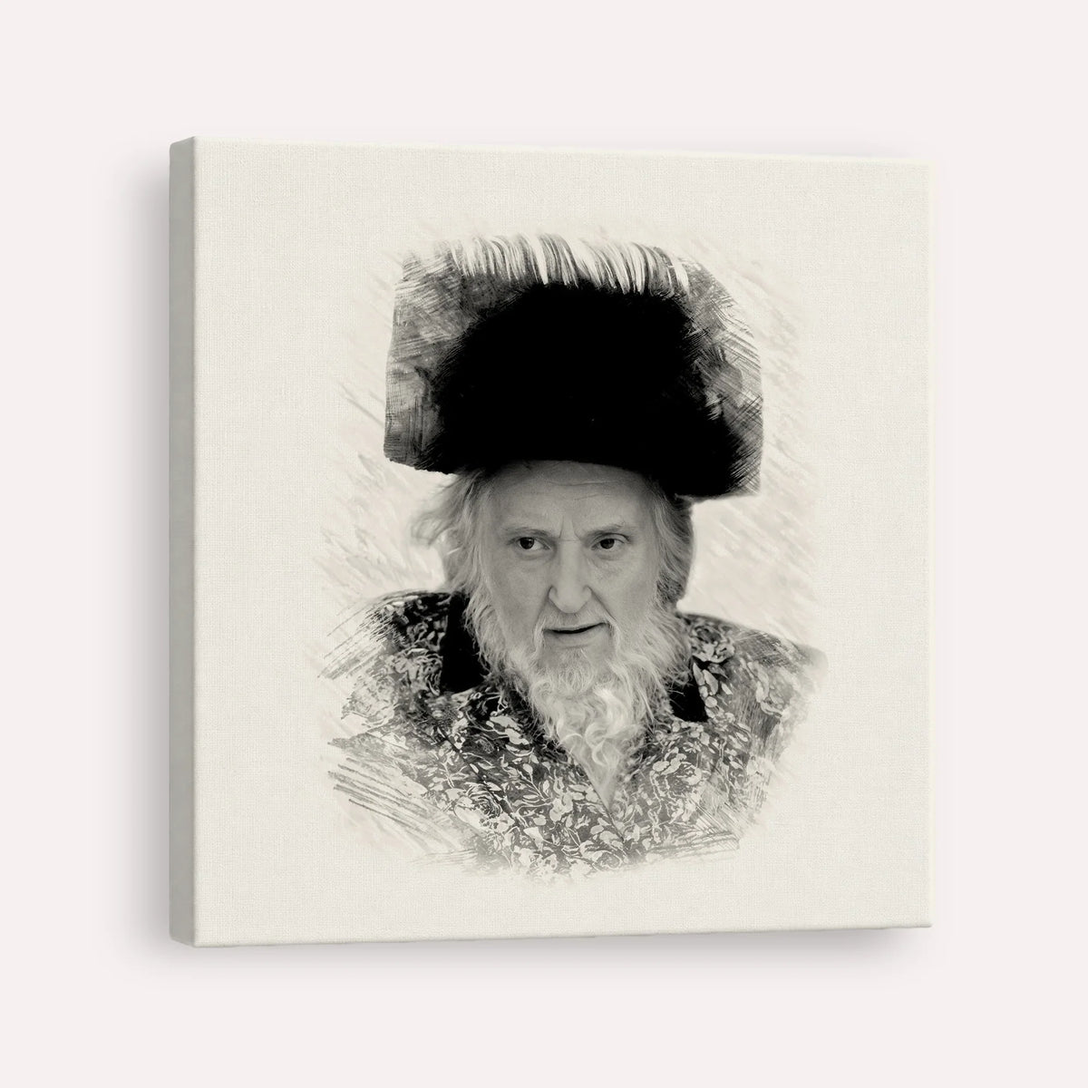 Rabbi Moshe Sternbuch – Black & White – Canvas Square | Jewish Wall Art, Gedolim Pictures