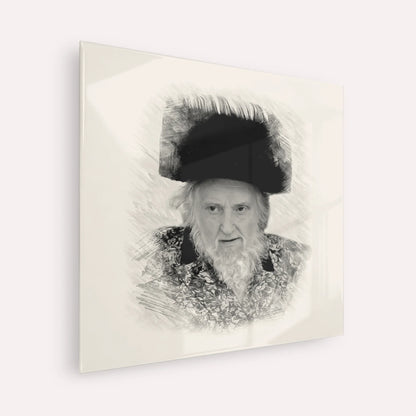 Rabbi Moshe Sternbuch – Black & White – Acrylic Glass Square | Jewish Wall Art, Gedolim Pictures