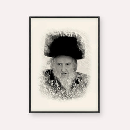 Rabbi Moshe Sternbuch – Black & White – Black Frame Vertical | Jewish Wall Art, Gedolim Pictures