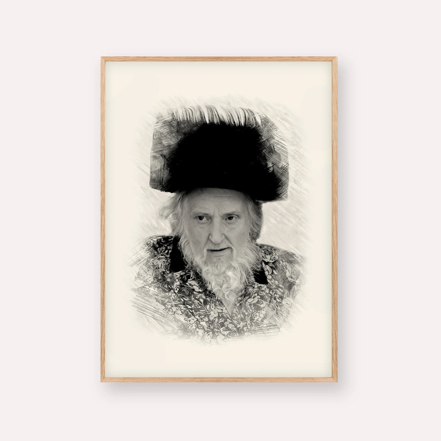 Rabbi Moshe Sternbuch – Black & White – Wood Frame Vertical | Jewish Wall Art, Gedolim Pictures