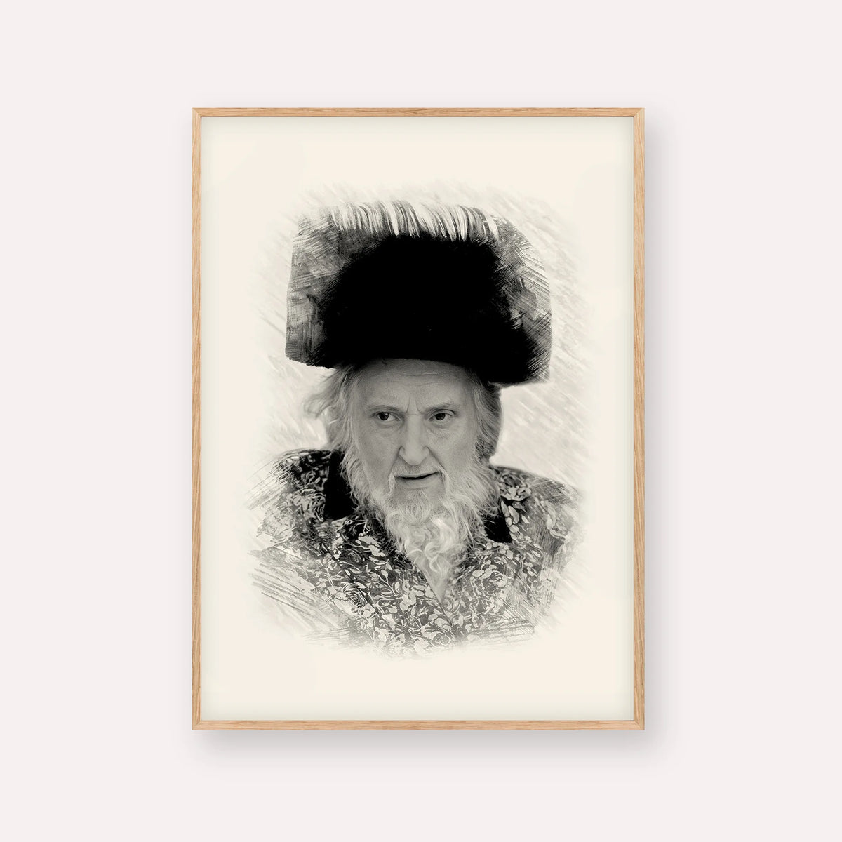 Rabbi Moshe Sternbuch – Black & White – Wood Frame Vertical | Jewish Wall Art, Gedolim Pictures