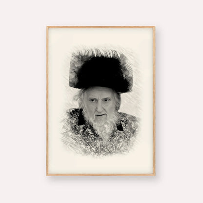Rabbi Moshe Sternbuch – Black & White – Wood Frame Vertical | Jewish Wall Art, Gedolim Pictures