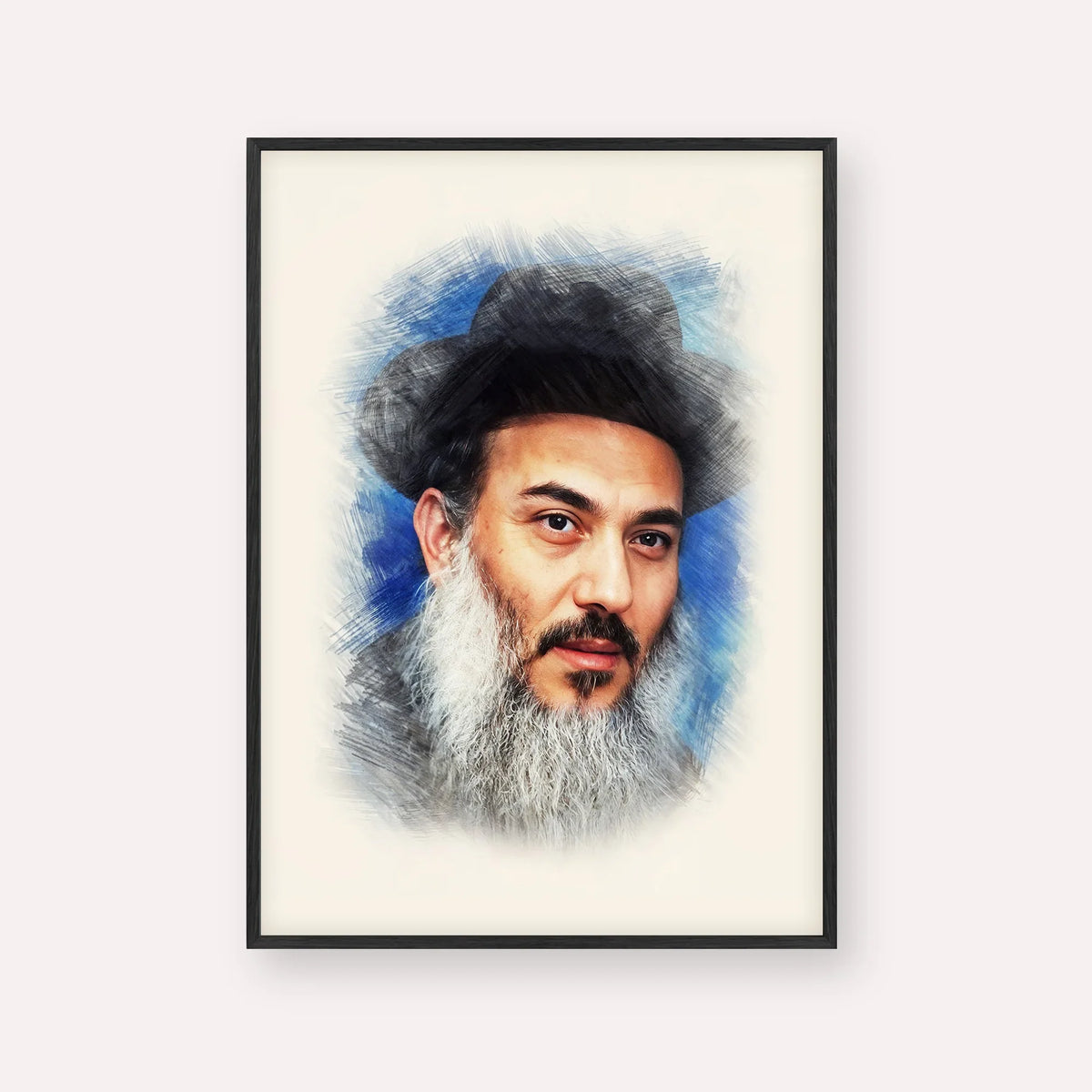Rabbi Nissim Yagen – Black Frame Vertical | Jewish Wall Art, Gedolim Pictures