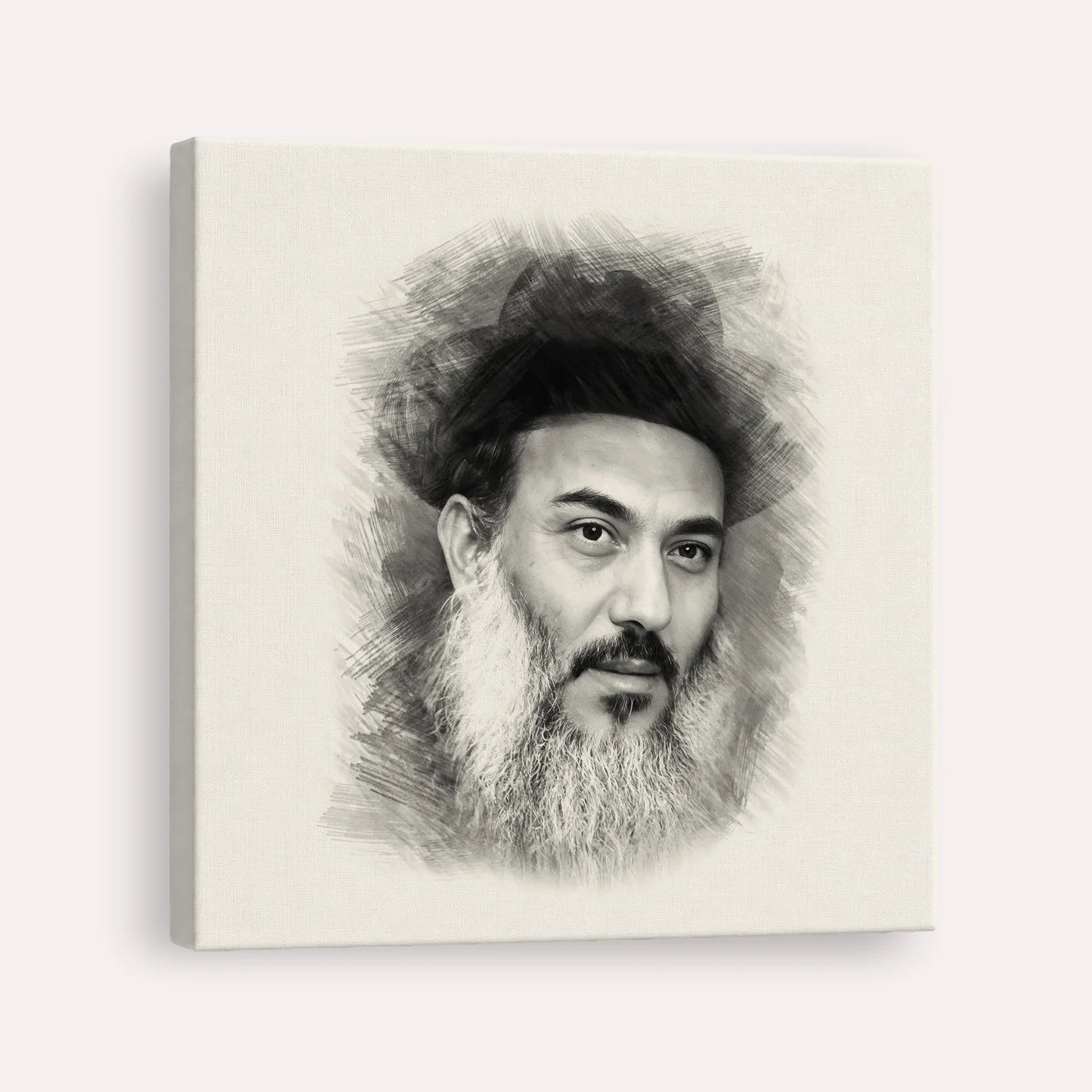 Rabbi Nissim Yagen – Black & White – Canvas Square | Jewish Wall Art, Gedolim Pictures