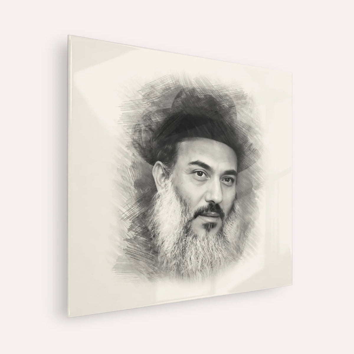 Rabbi Nissim Yagen – Black & White – Acrylic Glass Square | Jewish Wall Art, Gedolim Pictures