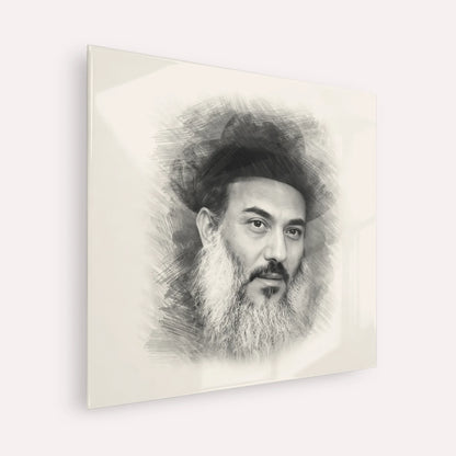 Rabbi Nissim Yagen – Black & White – Acrylic Glass Square | Jewish Wall Art, Gedolim Pictures