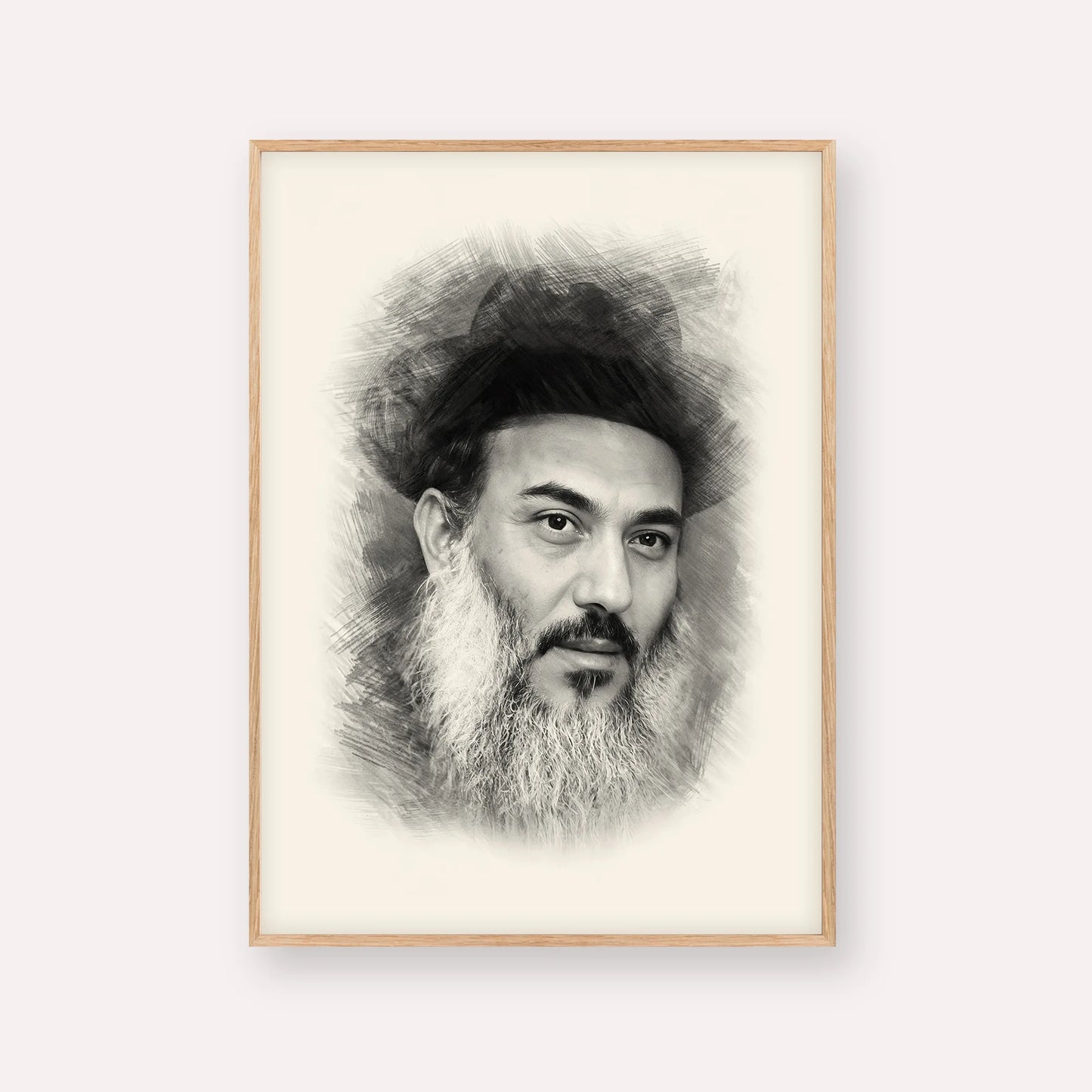 Rabbi Nissim Yagen – Black & White – Wood Frame Vertical | Jewish Wall Art, Gedolim Pictures