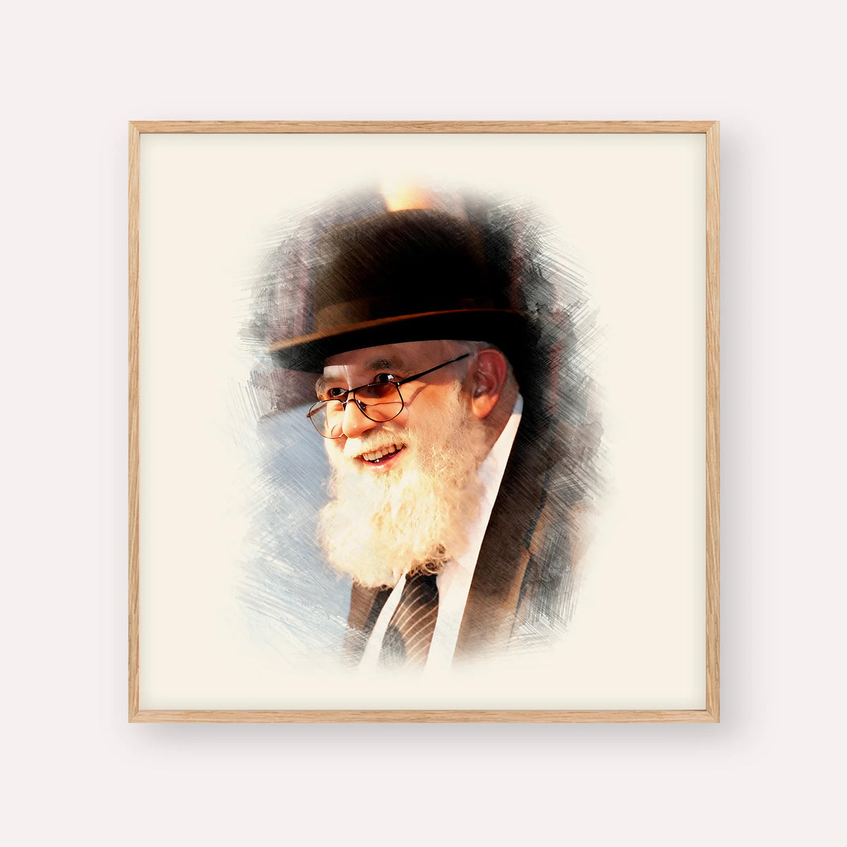 Rabbi Noah Weinberg – Wood Frame Square | Jewish Wall Art, Gedolim Pictures