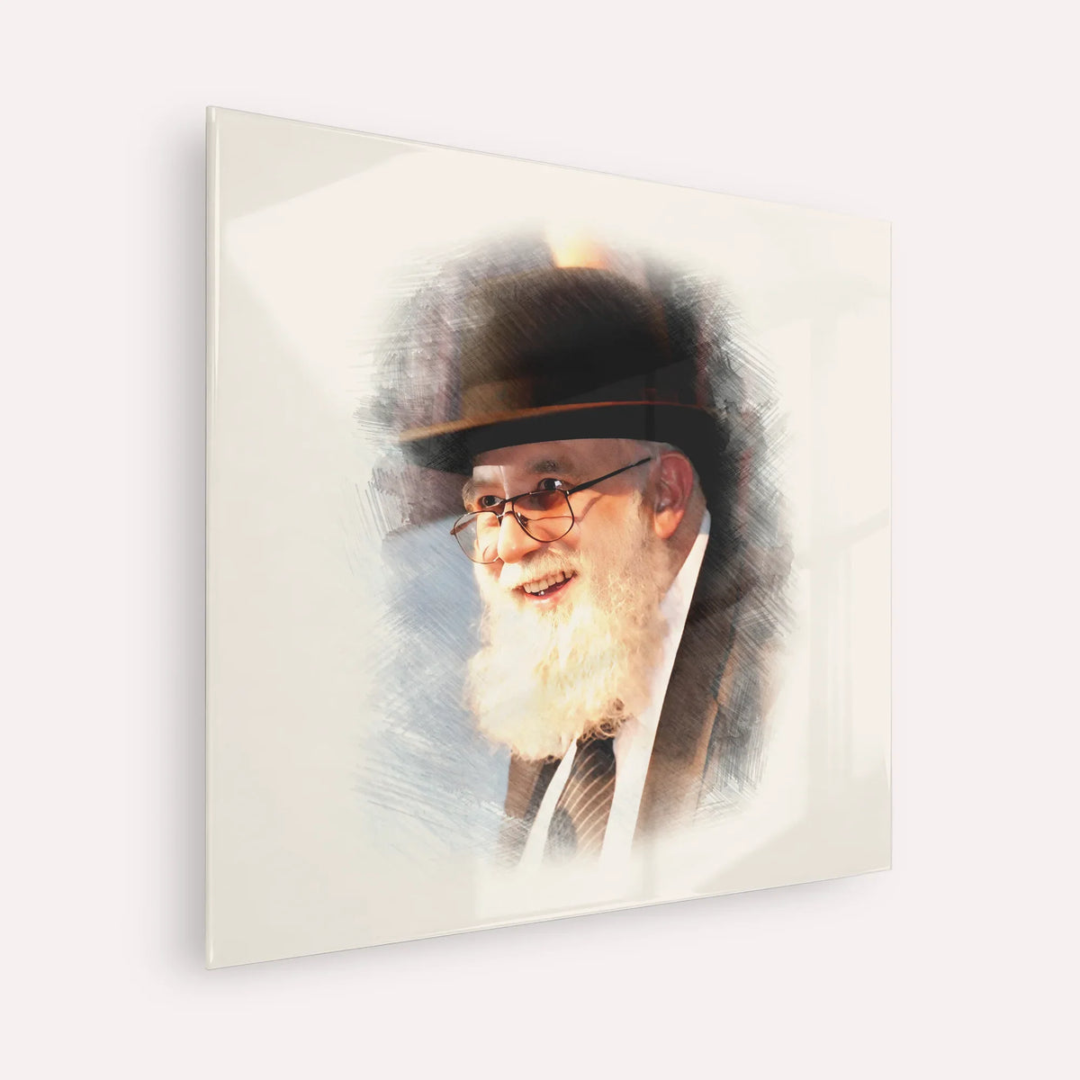 Rabbi Noah Weinberg – Acrylic Glass Square | Jewish Wall Art, Gedolim Pictures
