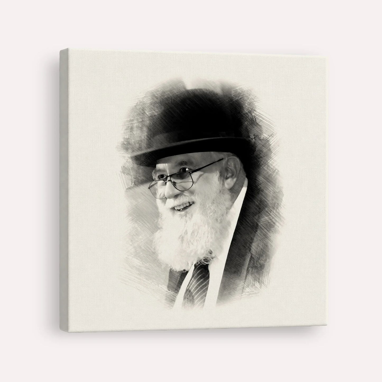 Rabbi Noah Weinberg – Black & White – Canvas Square | Jewish Wall Art, Gedolim Pictures