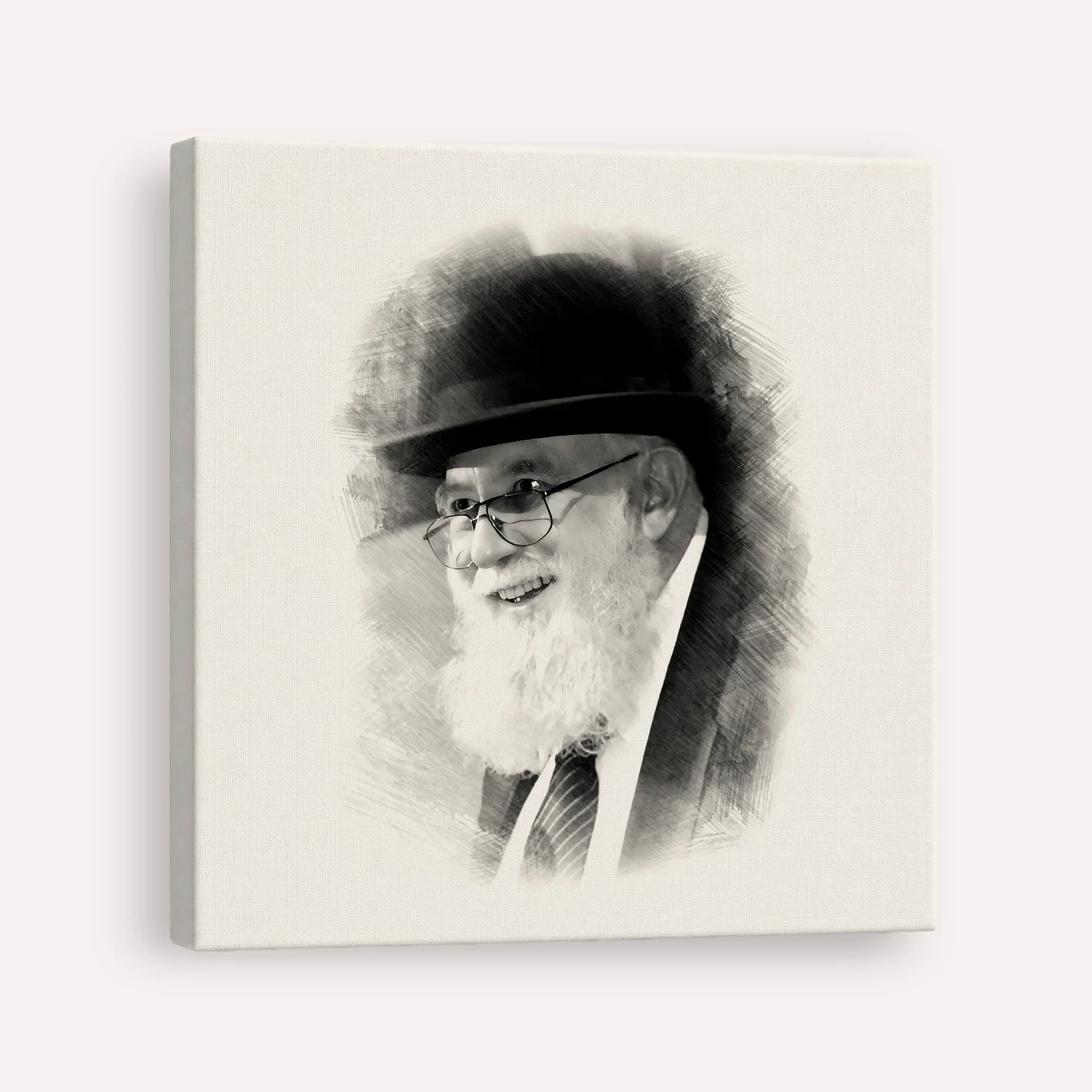 Rabbi Noah Weinberg – Black & White – Canvas Square | Jewish Wall Art, Gedolim Pictures