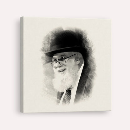 Rabbi Noah Weinberg – Black & White – Canvas Square | Jewish Wall Art, Gedolim Pictures