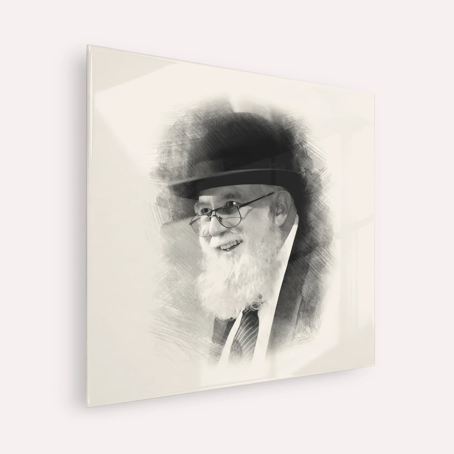 Rabbi Noah Weinberg – Black & White – Acrylic Glass Square | Jewish Wall Art, Gedolim Pictures