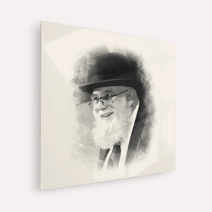 Rabbi Noah Weinberg – Black & White – Acrylic Glass Square | Jewish Wall Art, Gedolim Pictures