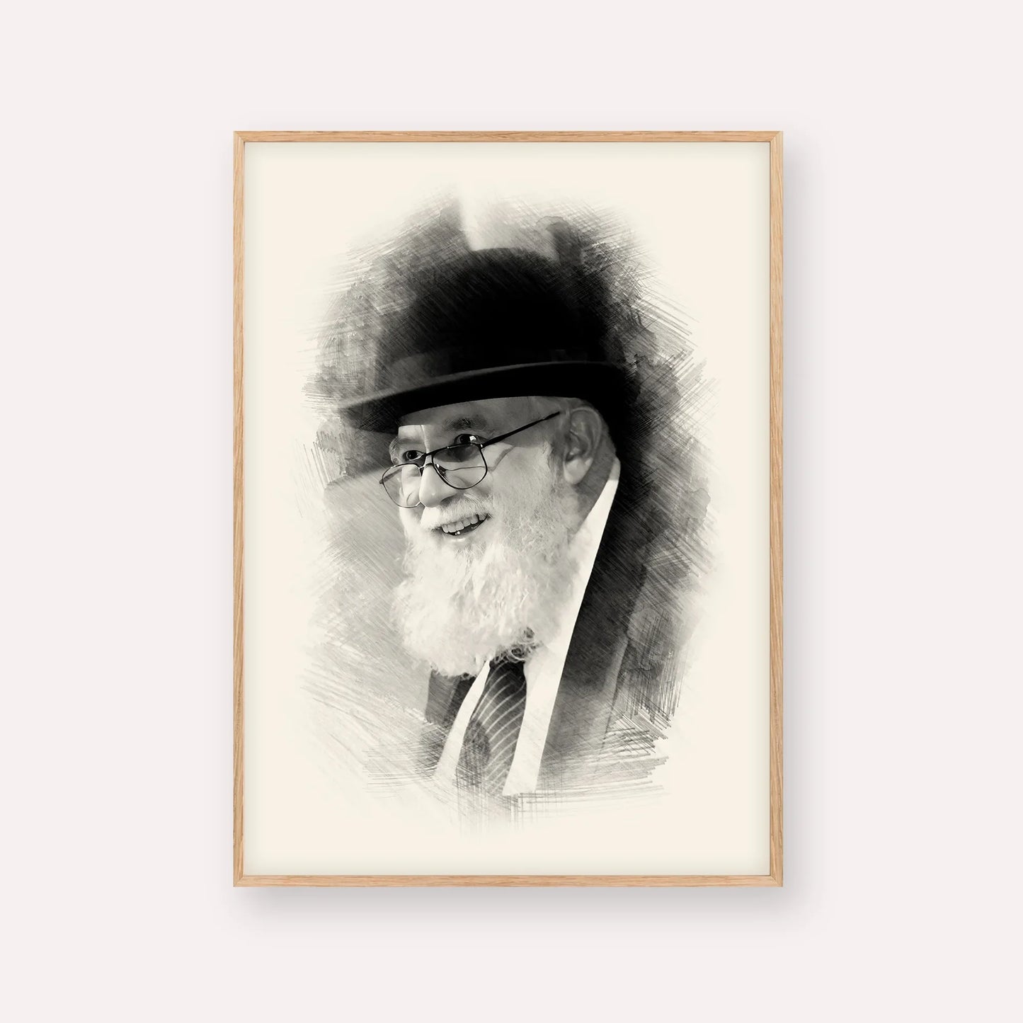 Rabbi Noah Weinberg – Black & White – Wood Frame Vertical | Jewish Wall Art, Gedolim Pictures