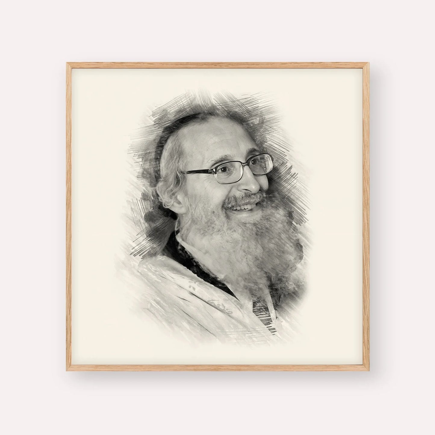Rabbi Nosson Tzvi Finkel – Black & White – Wood Frame Square | Jewish Wall Art, Gedolim Pictures