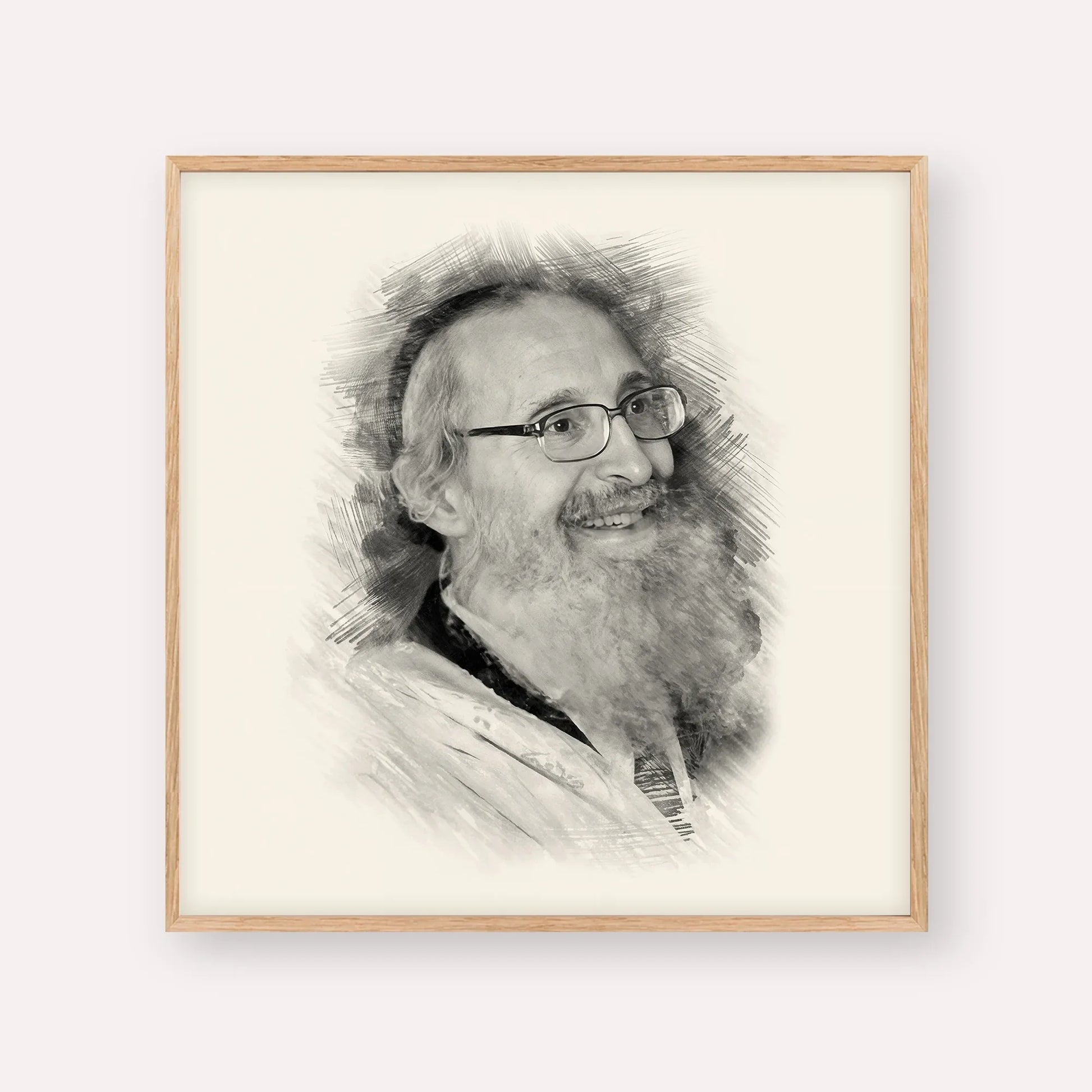 Rabbi Nosson Tzvi Finkel – Black & White – Wood Frame Square | Jewish Wall Art, Gedolim Pictures