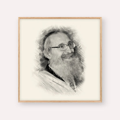 Rabbi Nosson Tzvi Finkel – Black & White – Wood Frame Square | Jewish Wall Art, Gedolim Pictures