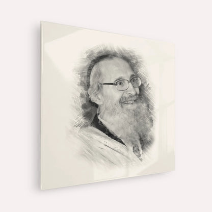 Rabbi Nosson Tzvi Finkel – Black & White – Acrylic Glass Square | Jewish Wall Art, Gedolim Pictures