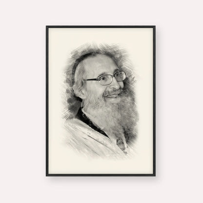 Rabbi Nosson Tzvi Finkel – Black & White – Black Frame Vertical | Jewish Wall Art, Gedolim Pictures