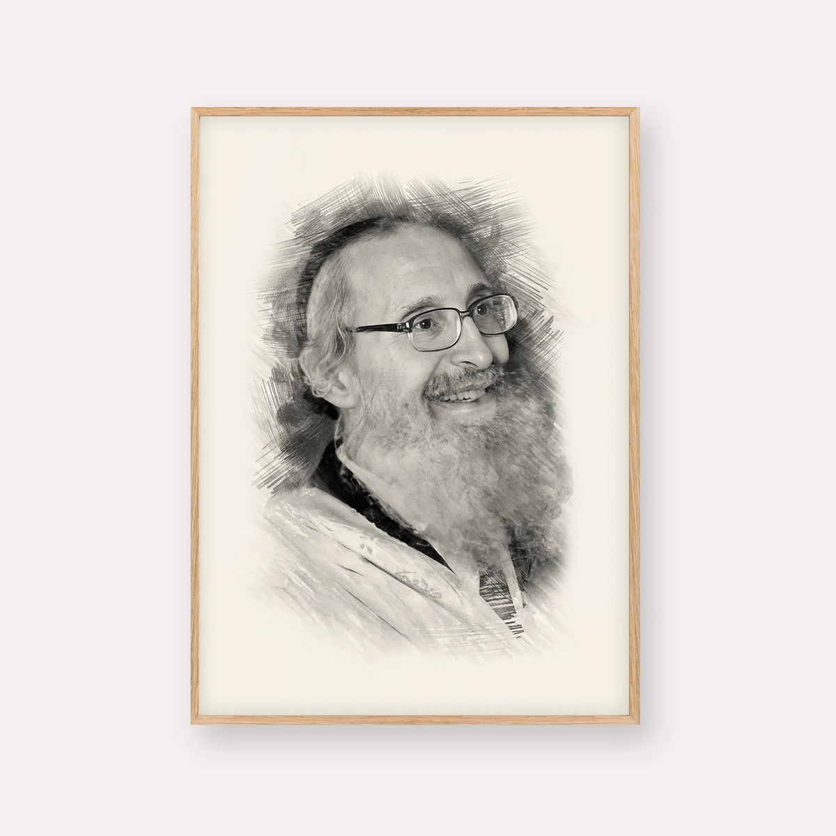 Rabbi Nosson Tzvi Finkel – Black & White – Wood Frame Vertical | Jewish Wall Art, Gedolim Pictures