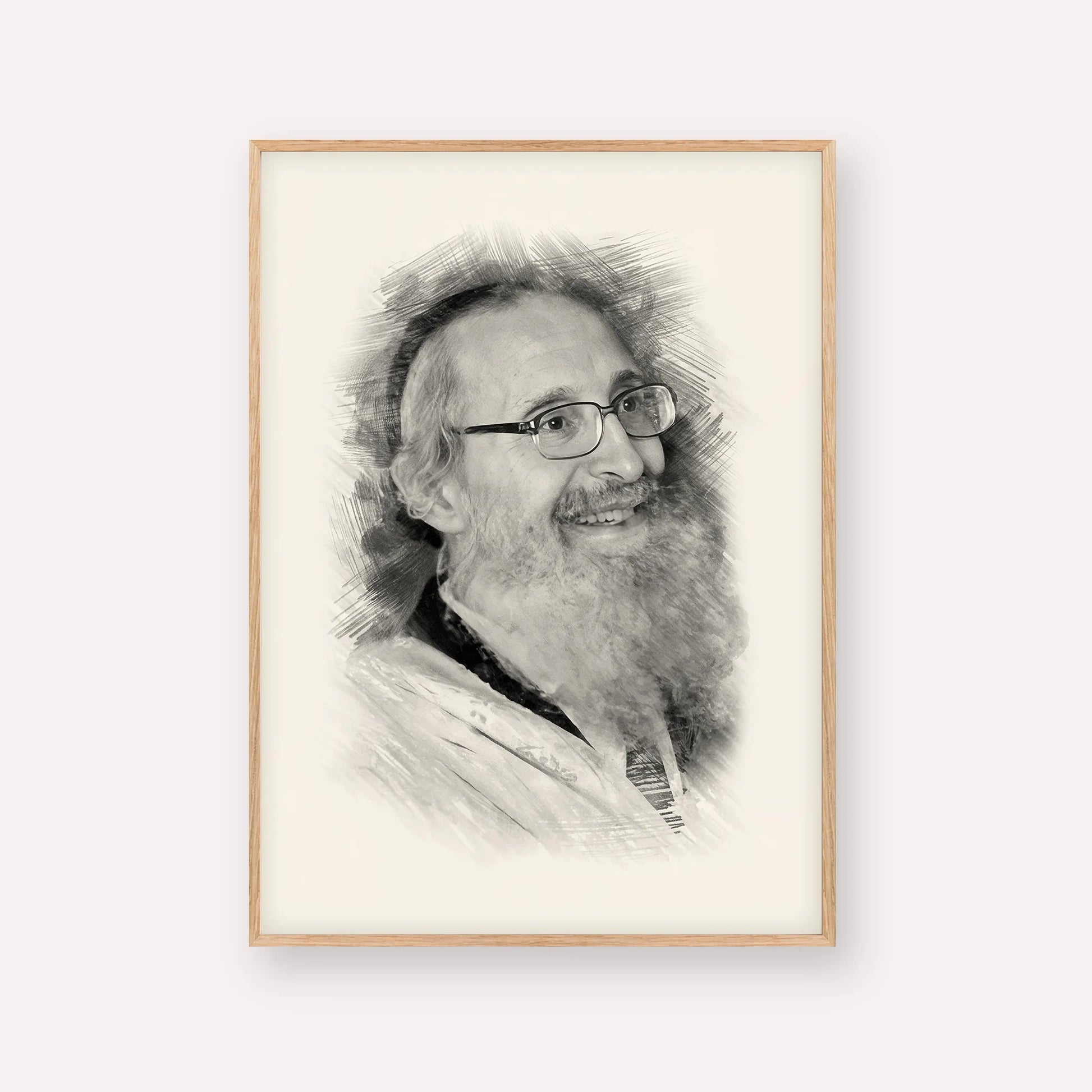 Rabbi Nosson Tzvi Finkel – Black & White – Wood Frame Vertical | Jewish Wall Art, Gedolim Pictures