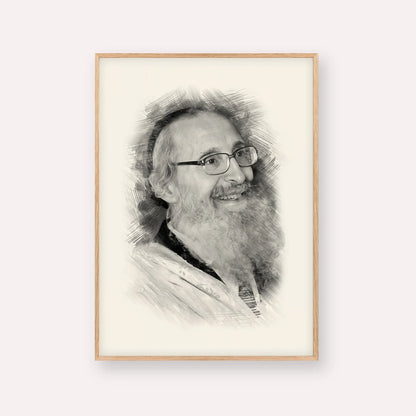 Rabbi Nosson Tzvi Finkel – Black & White – Wood Frame Vertical | Jewish Wall Art, Gedolim Pictures