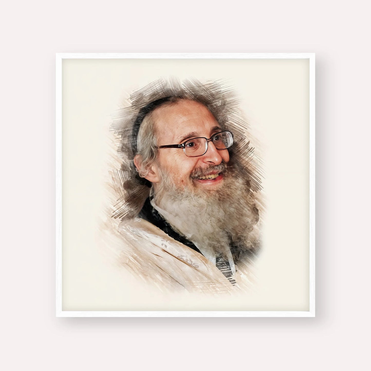Rabbi Nosson Tzvi Finkel – White Frame Square | Jewish Wall Art, Gedolim Pictures