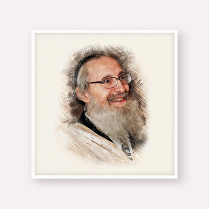 Rabbi Nosson Tzvi Finkel – White Frame Square | Jewish Wall Art, Gedolim Pictures