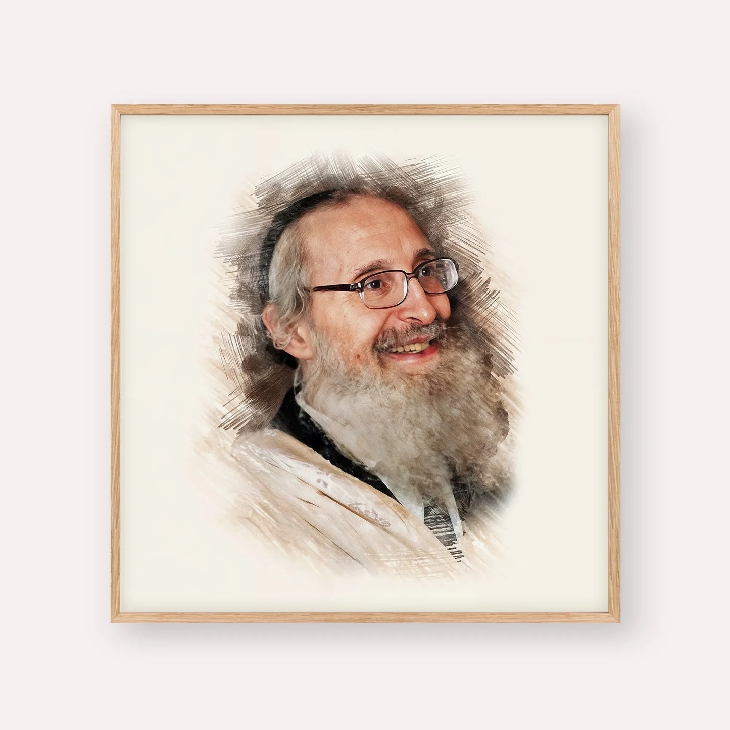 Rabbi Nosson Tzvi Finkel – Wood Frame Square | Jewish Wall Art, Gedolim Pictures