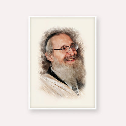 Rabbi Nosson Tzvi Finkel – White Frame Vertical | Jewish Wall Art, Gedolim Pictures
